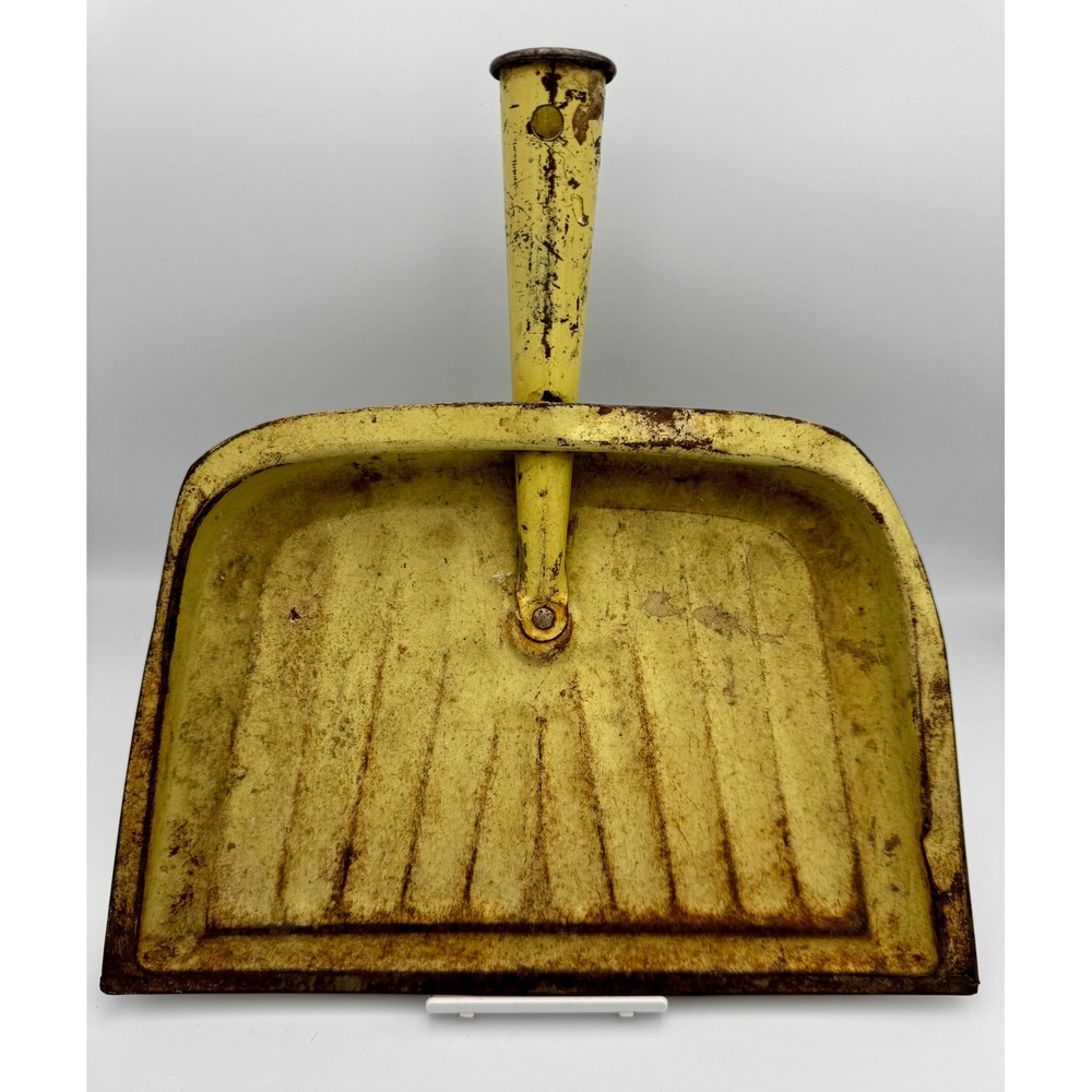 Vintage 1960s JV Reed Metal Dustpan Yellow Mid Century Made in USA